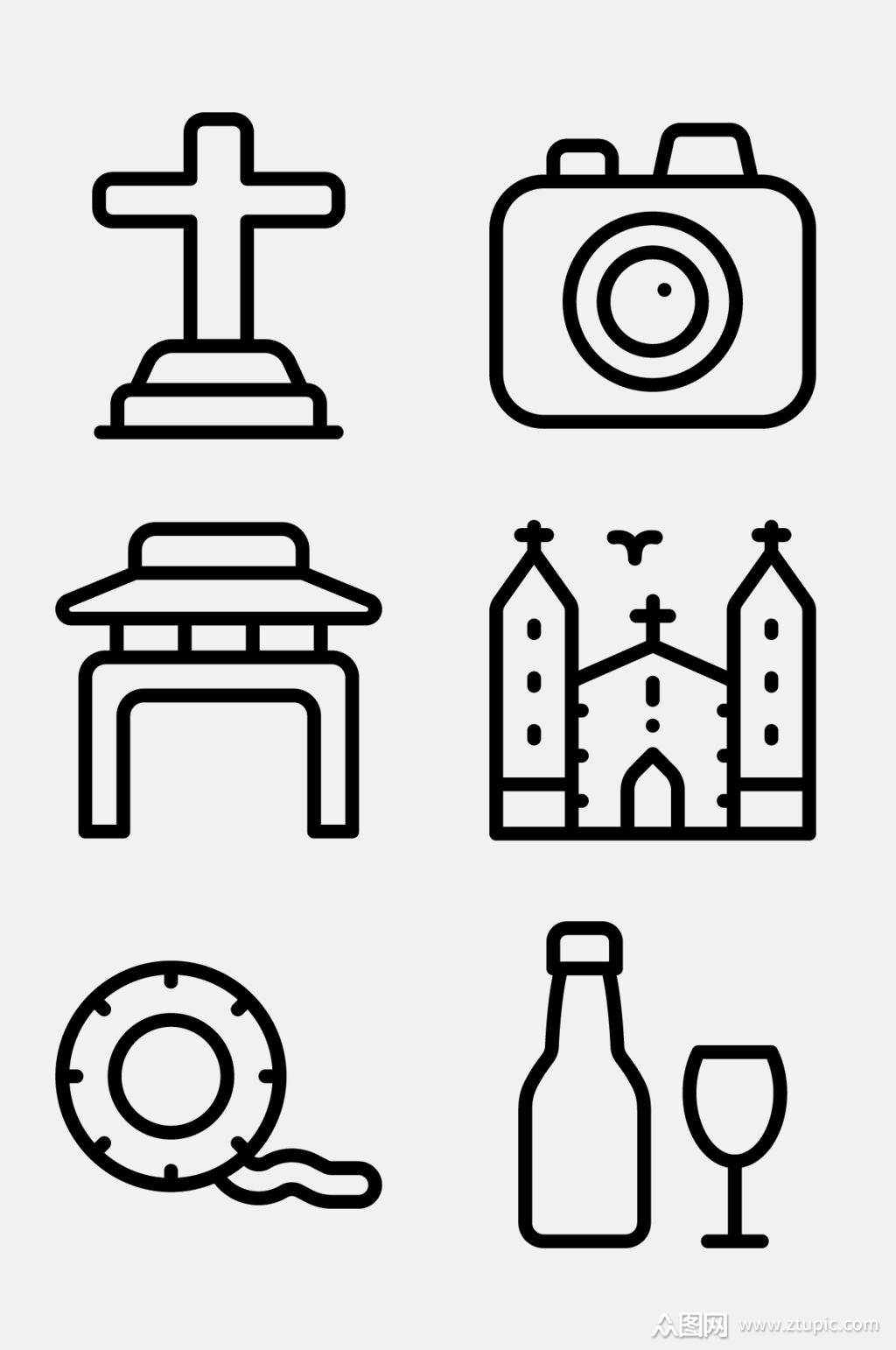 甜甜圈线性菲律宾文化图标免抠素材素材