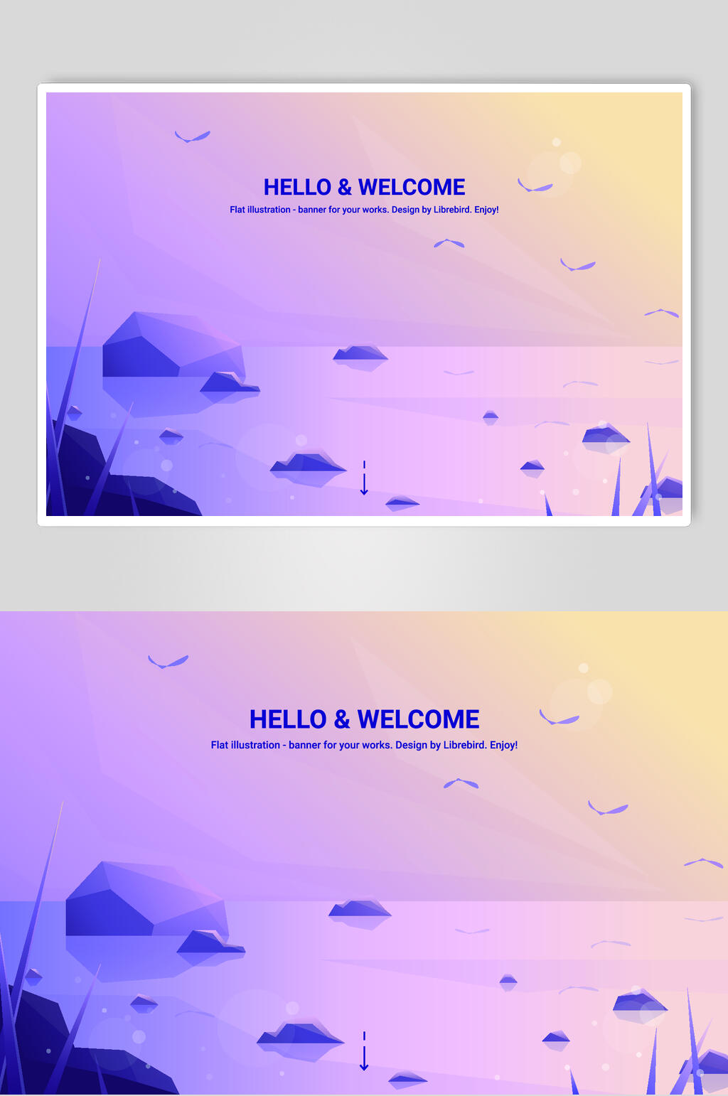山水风景插画素材素材