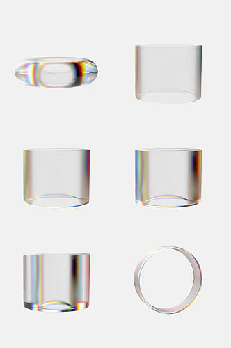 创意圆锥折射玻璃棱镜免抠素材