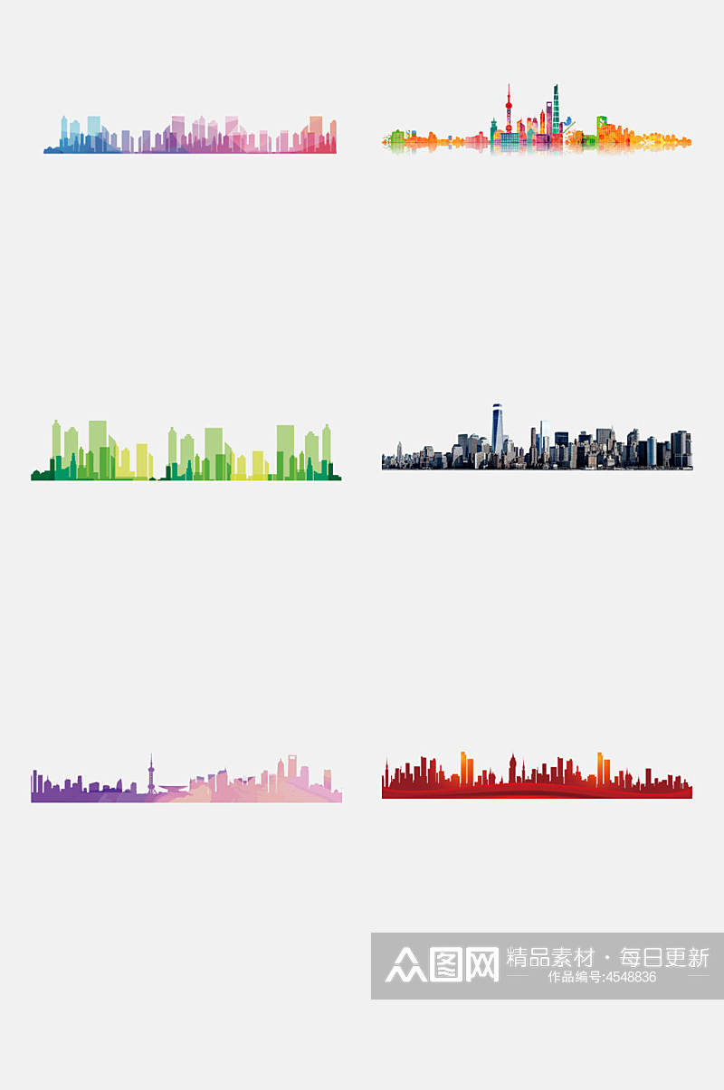 创意上海城市剪影免抠素材素材