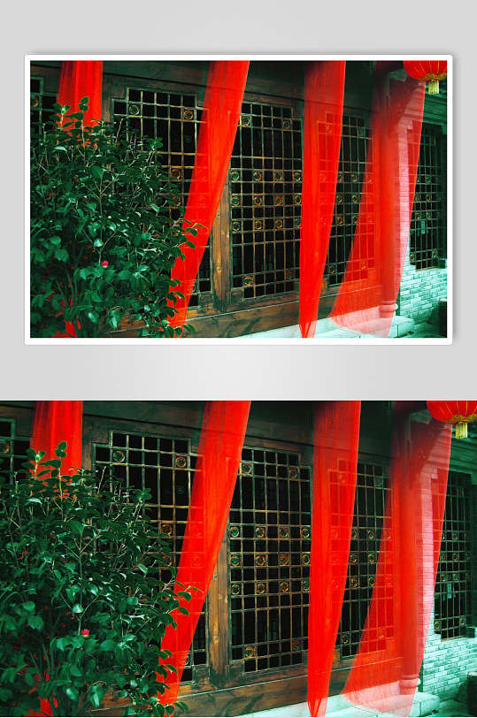 红色帘子中国风背景图片