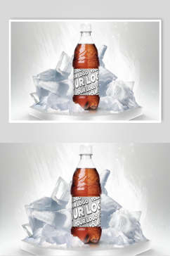 冰块玻璃瓶饮料样机