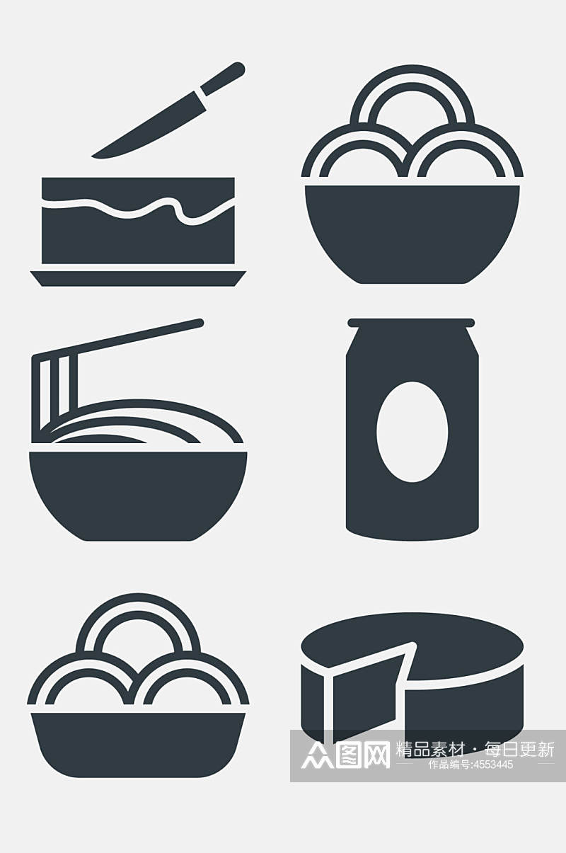 黑白切蛋糕食物餐饮图标免抠素材素材