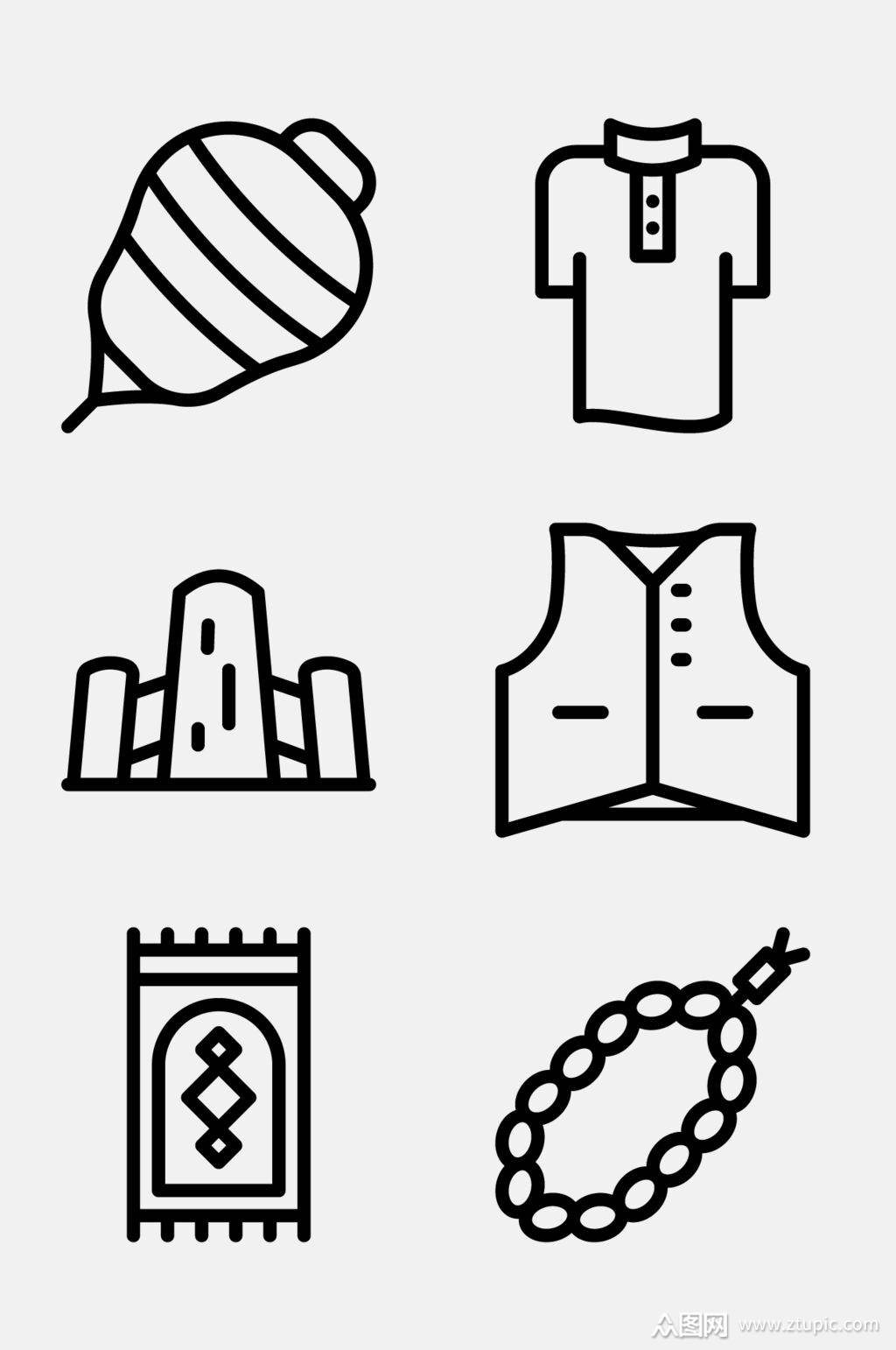 马甲线性巴基斯坦文化图标免抠素材素材