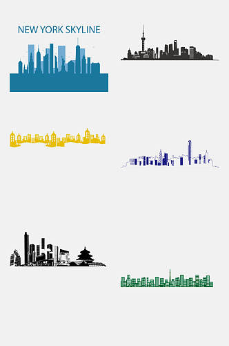 创意纽约城市剪影免抠素材