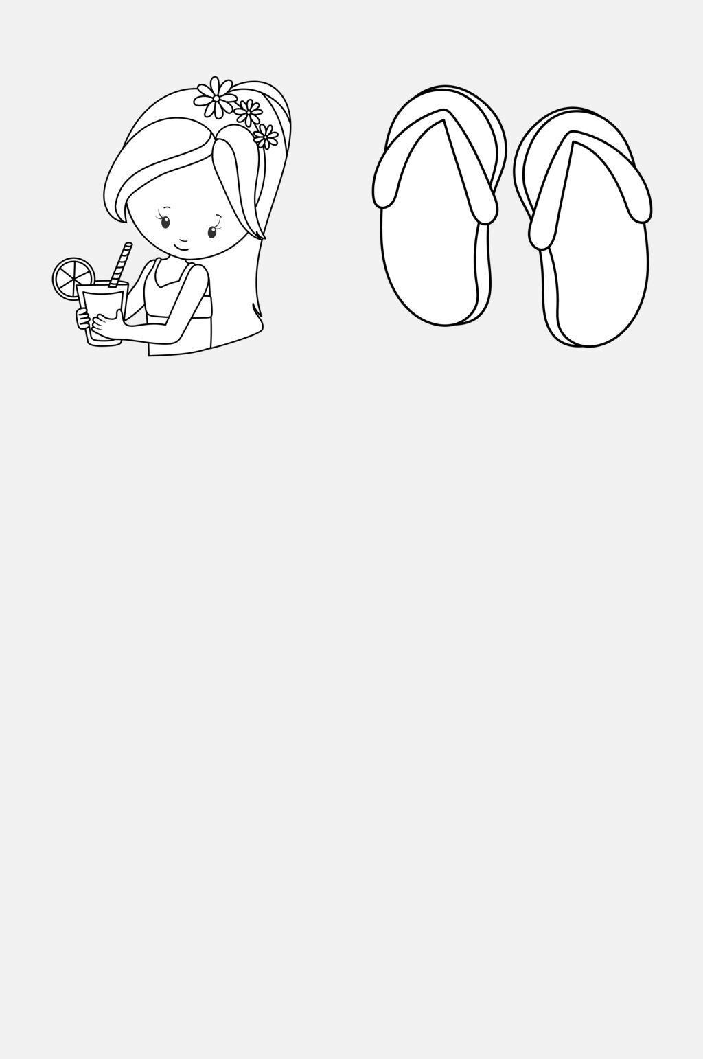 人字拖黑白简笔画免抠素材素材
