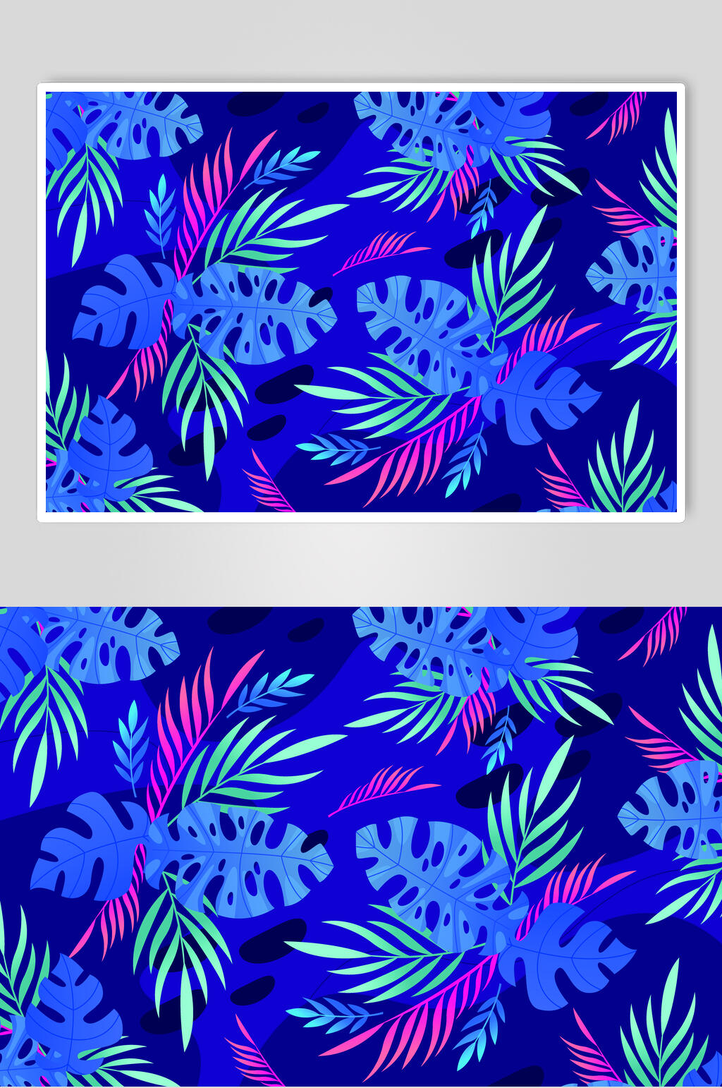 蓝色时尚矢量夏日植物插画素材素材