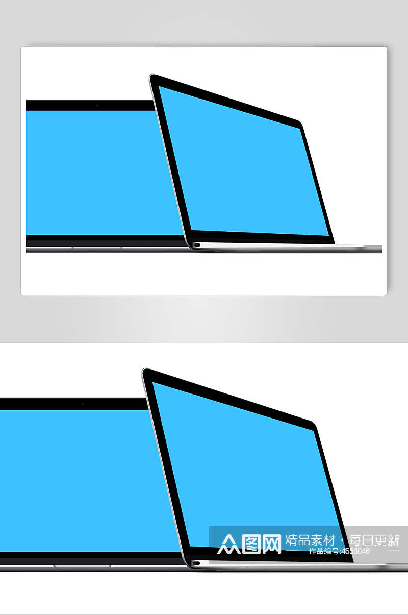 蓝色屏幕电脑界面样机素材