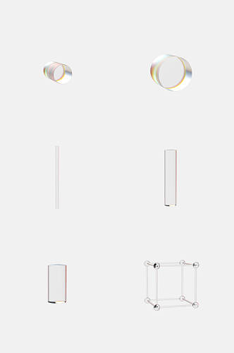 简约创意折射玻璃棱镜免抠素材