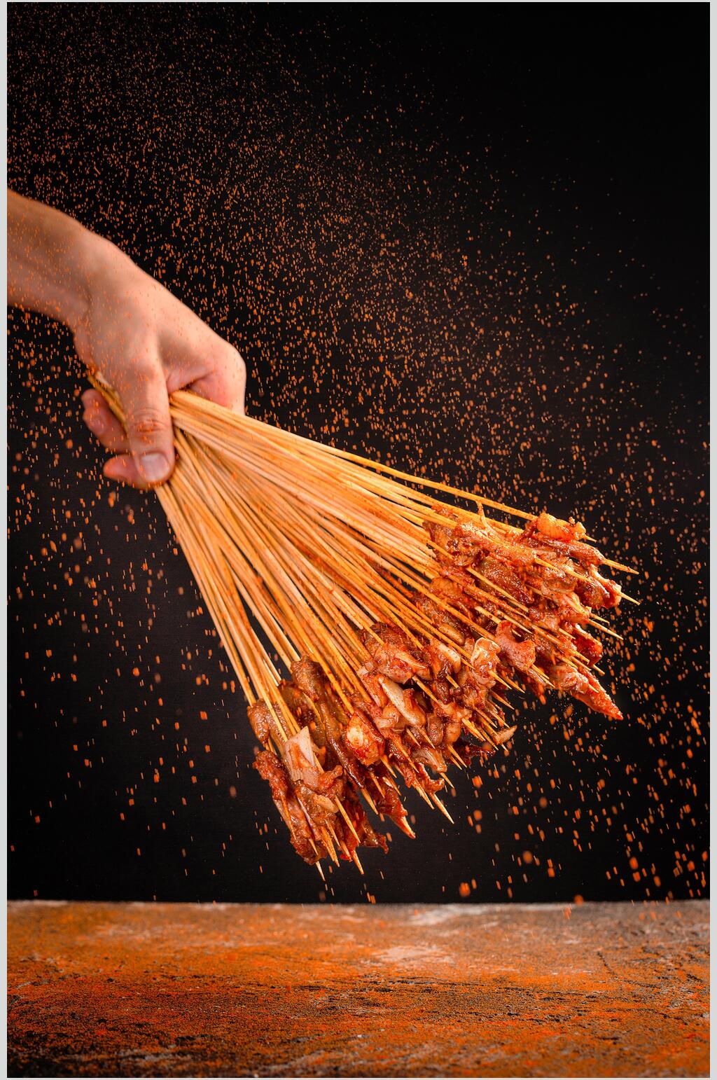美味一把牙签肉烤串图片素材