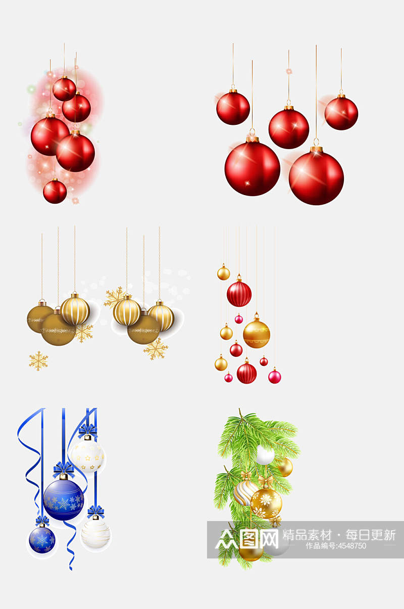 雪花红色铃铛圣诞节装饰免抠素材素材