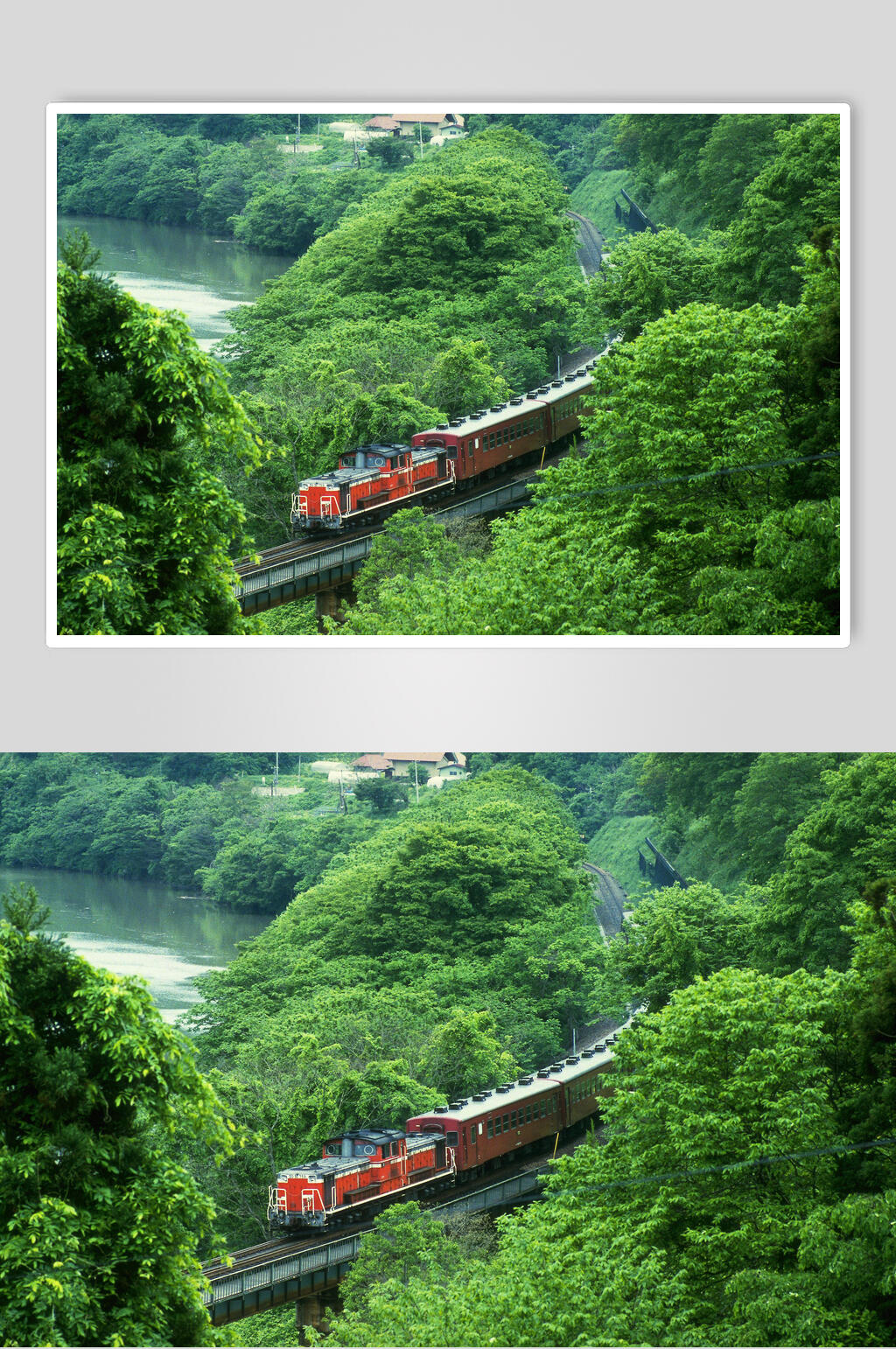 火车青山自然风光摄影图素材
