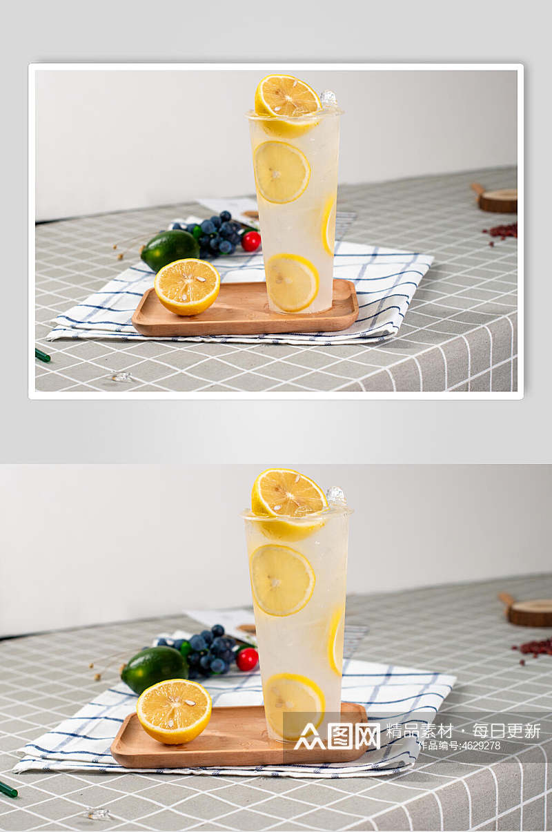 新鲜柠檬水创意饮品摆拍图片素材
