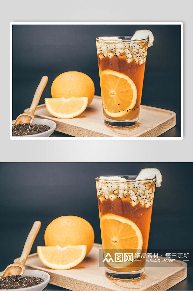 横版橙子清新奶茶饮品摄影图片素材