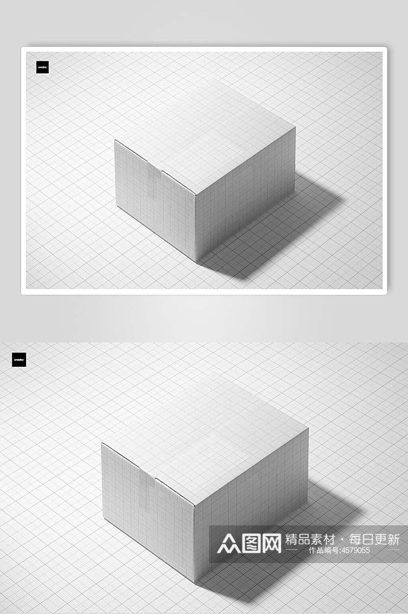 白色方形快递纸箱包装样机素材