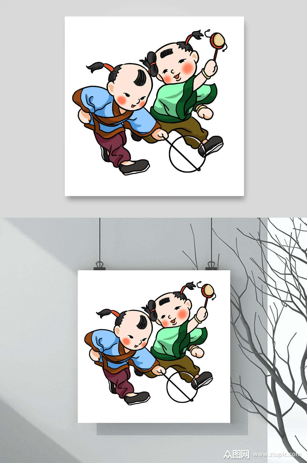 手绘创意福娃素材素材