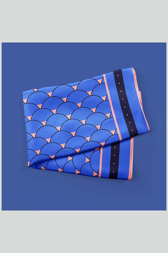 蓝色几何丝巾方巾样机