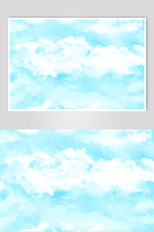 水彩风蓝色手绘天空云朵矢量素材
