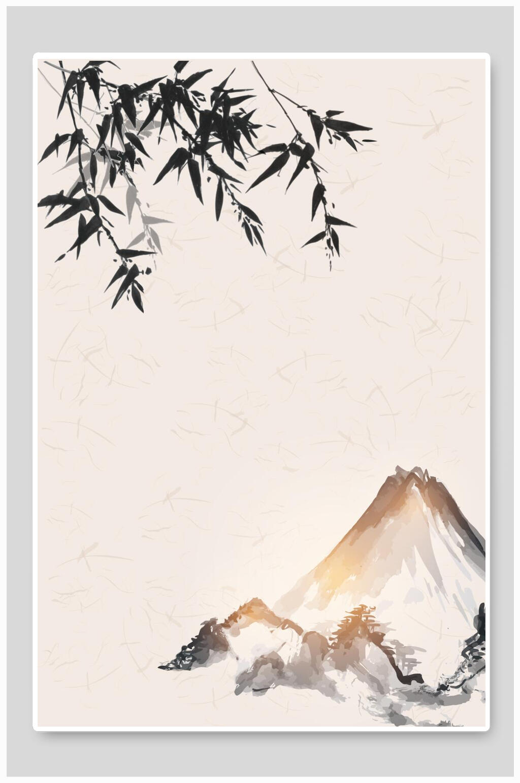 墨竹中国风植物矢量背景素材