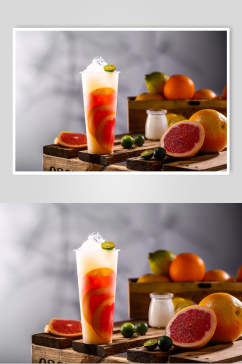 血橙清新奶茶饮品摄影图片