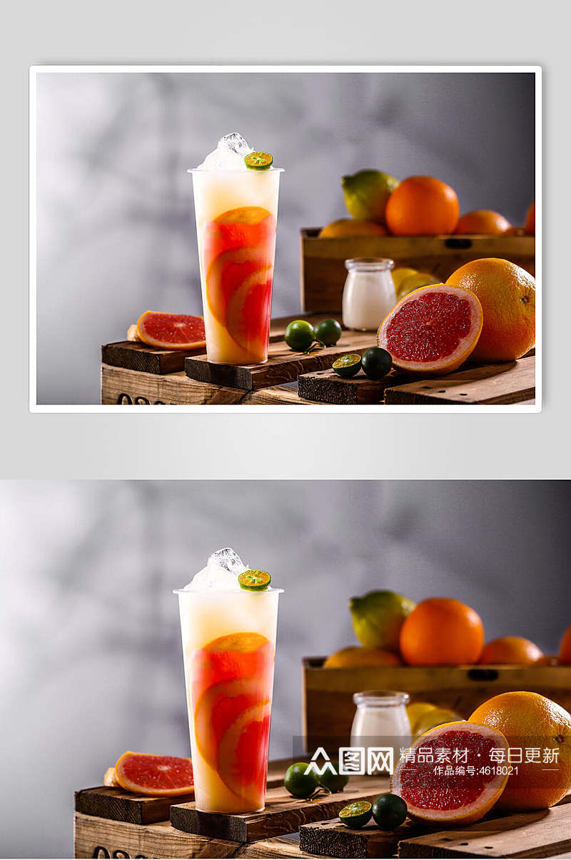 血橙清新奶茶饮品摄影图片素材