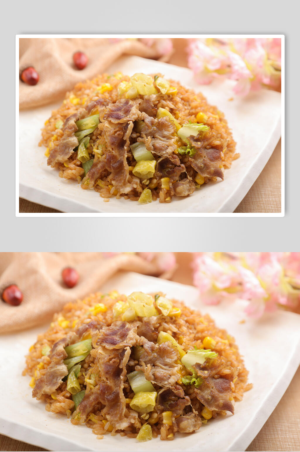 飘香牛肉炒饭食品高清图片素材