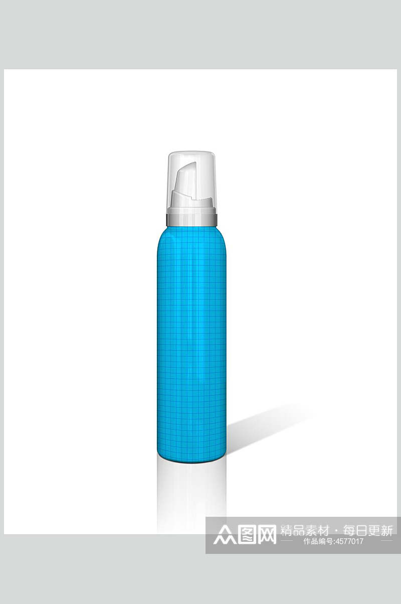 蓝色瓶子喷雾器样机素材