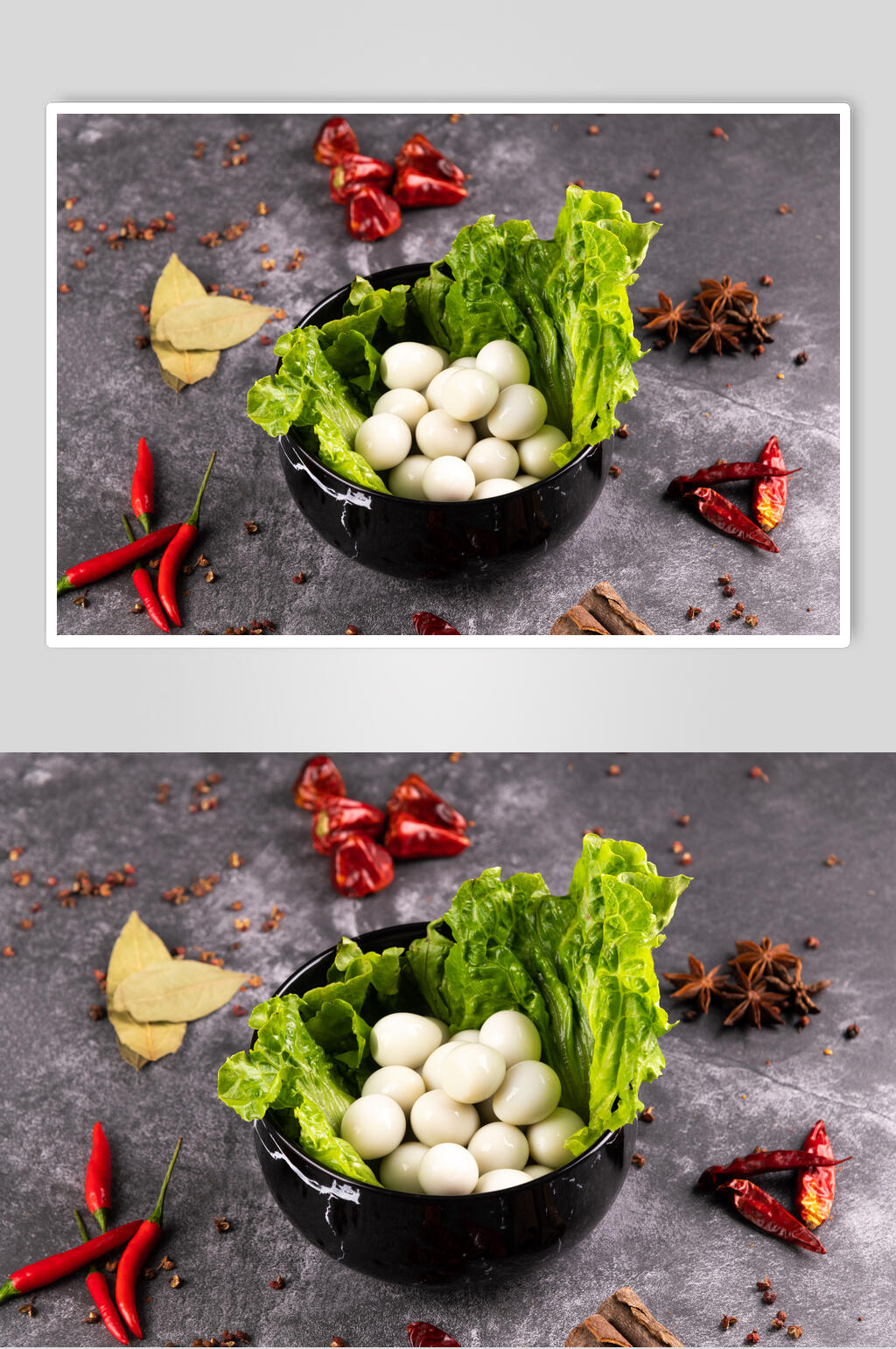 鹌鹑蛋新鲜火锅烫菜摆拍图片素材