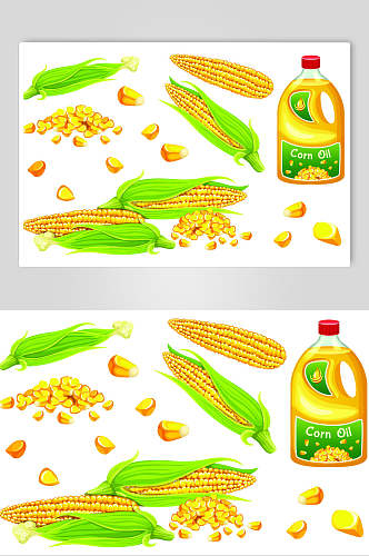 玉米油卡通玉米矢量素材
