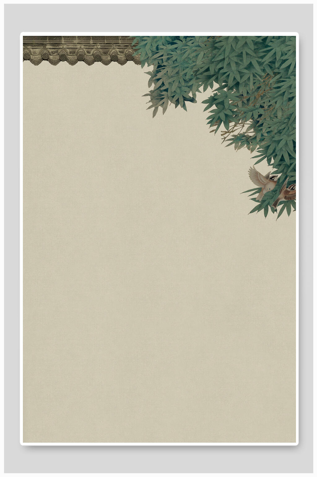 叶子墙壁浅灰色楼阁中国风背景素材