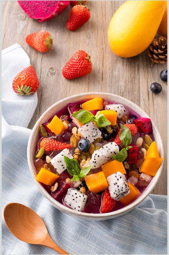 招牌水果茶冰粉甜品摄影图片-众图网