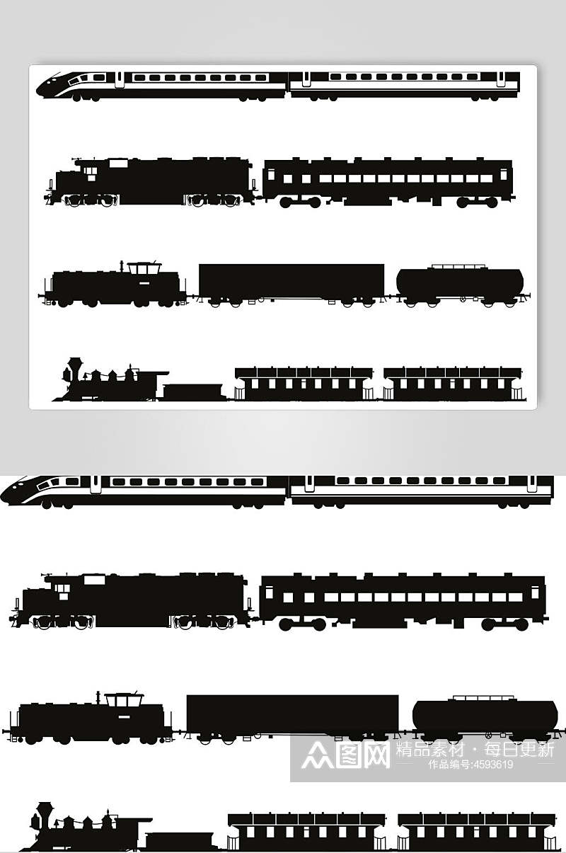 黑色火车轻轨矢量素材素材