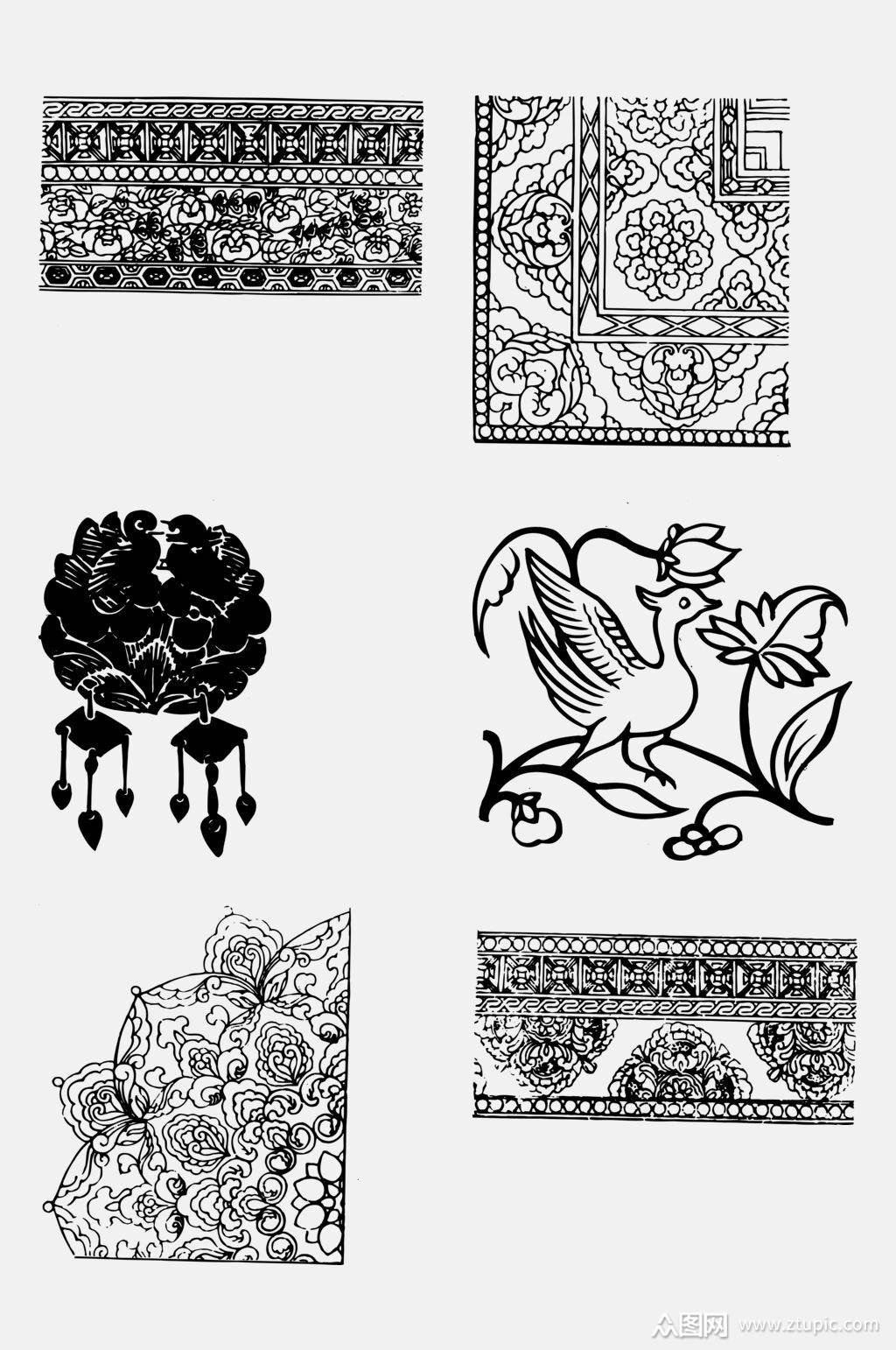 精美花鸟隋唐五代古典纹样免抠素材素材