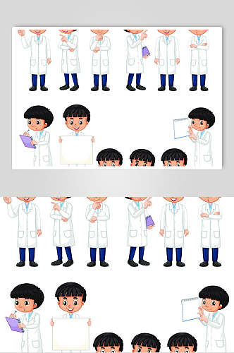 白色科学家人物角色矢量素材