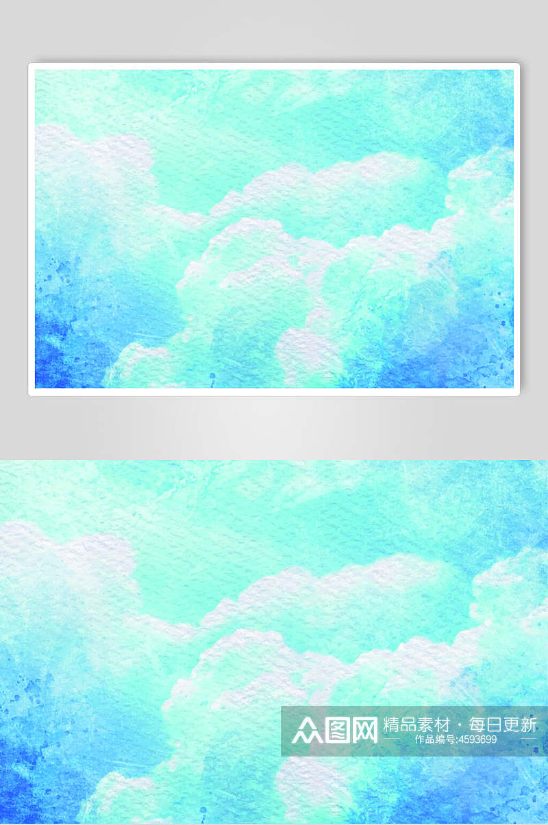水彩风手绘天空云朵矢量素材素材