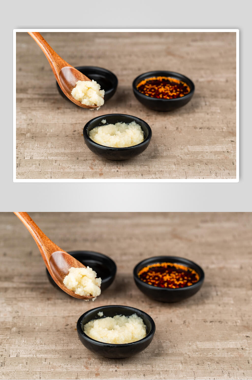 味碟木桌面烫菜摆拍图片素材