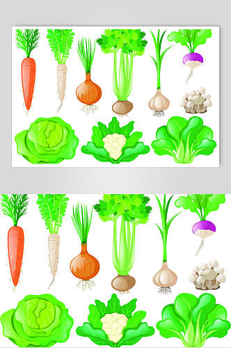 创意包菜胡萝卜手绘蔬菜矢量素材