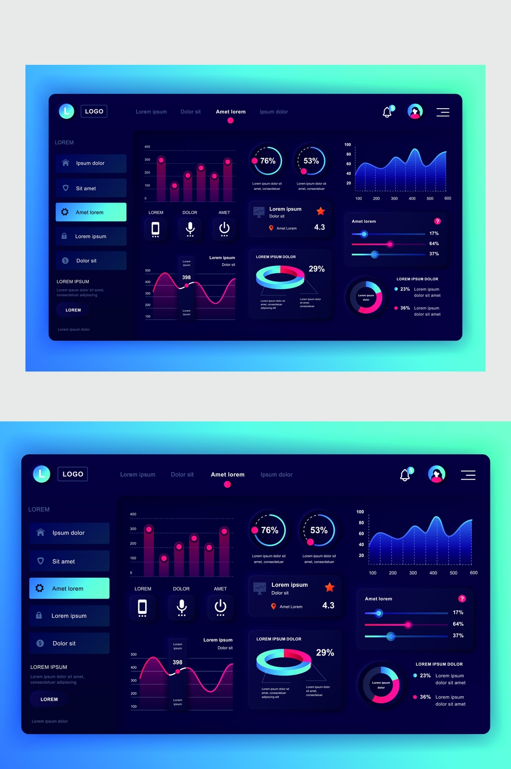 简约创意科技后台矢量UI设计素材