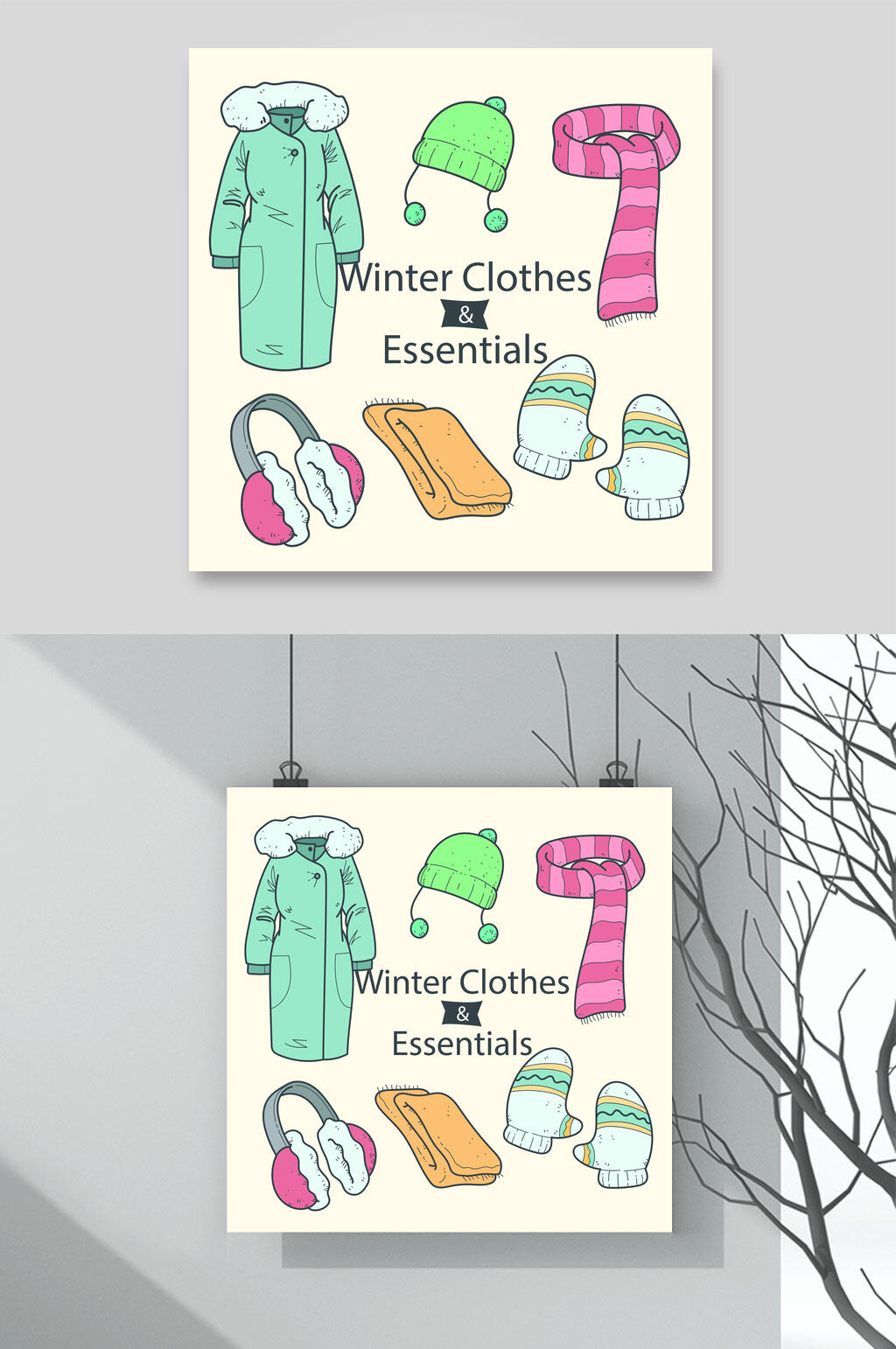 衣服帽子围巾矢量素材素材
