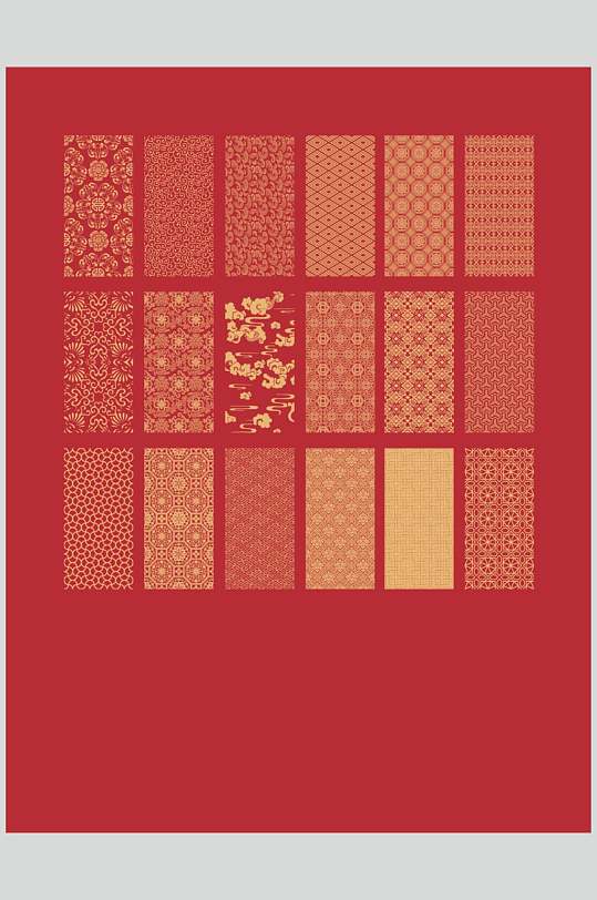 红色祥云古典纹样矢量素材