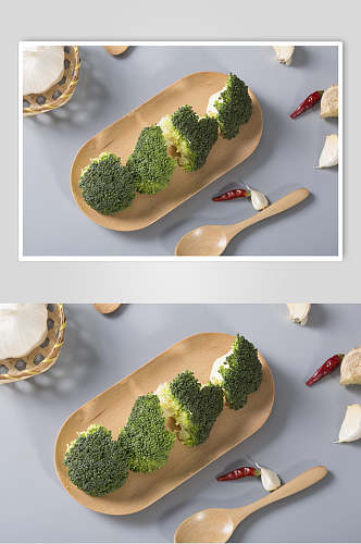 花菜简约木盘底烫菜图片