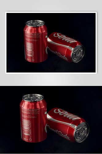 红色创意可乐饮料罐样机