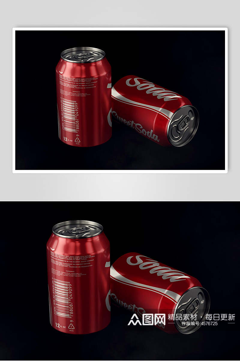 红色创意可乐饮料罐样机素材
