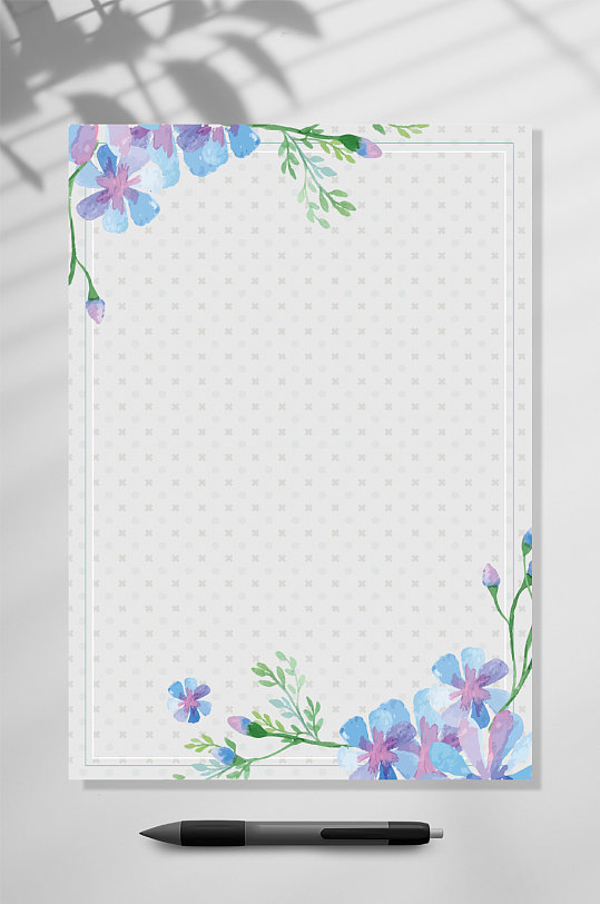 蓝花植物大气背景word