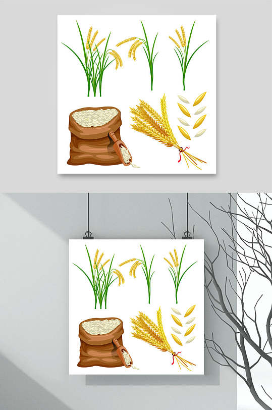 水稻抽象画,水稻简笔画_大山谷图库