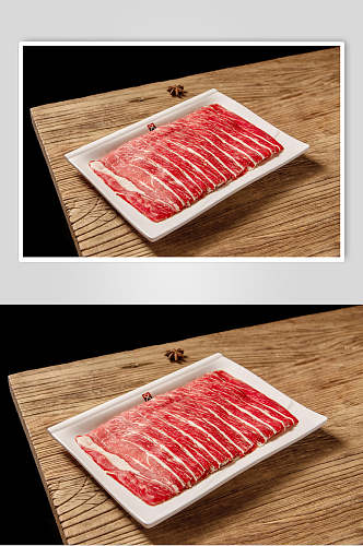 牛肉新鲜火锅烫菜摆拍图片