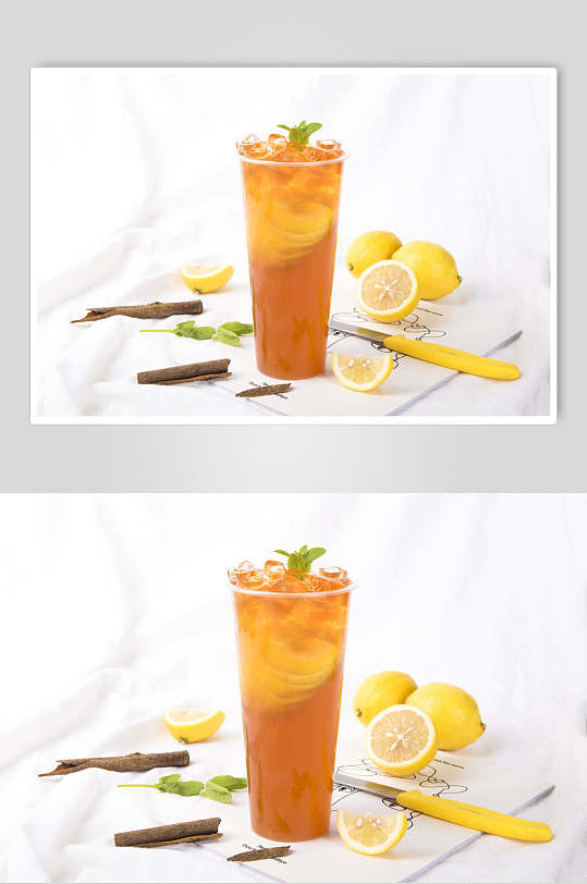 柠檬茶清新奶茶饮品摄影图片