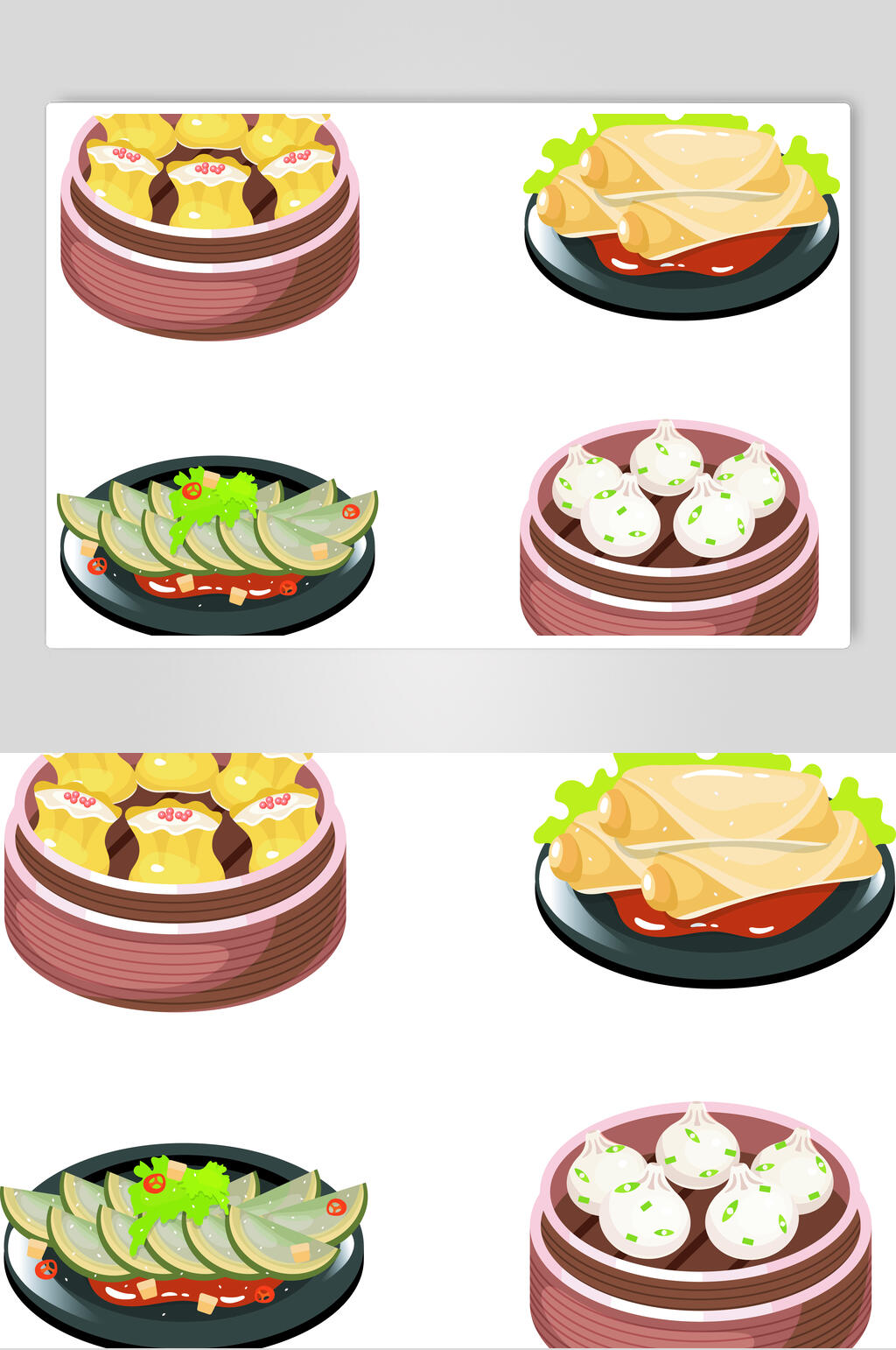 卡通饺子包子矢量素材素材