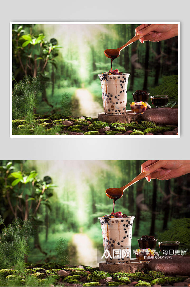 珍珠清新奶茶饮品摄影图片素材