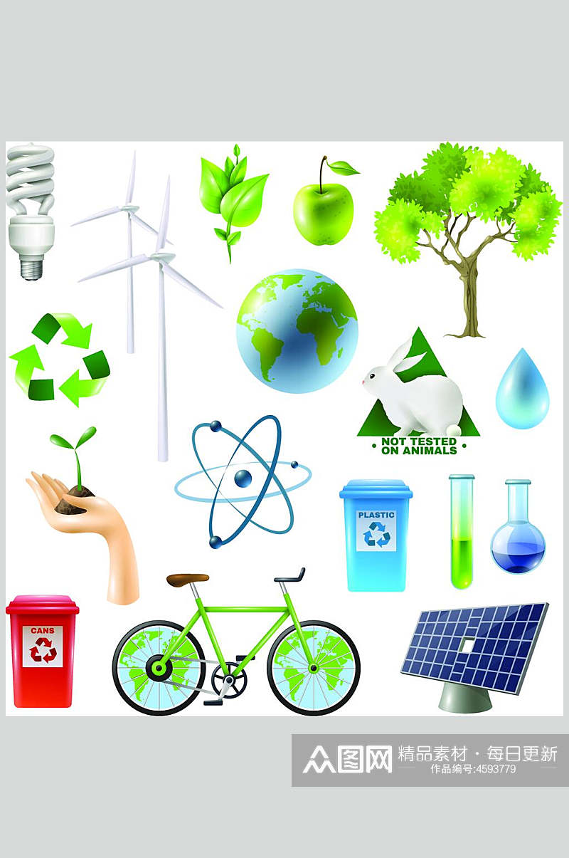 单车绿色环保电力矢量素材素材